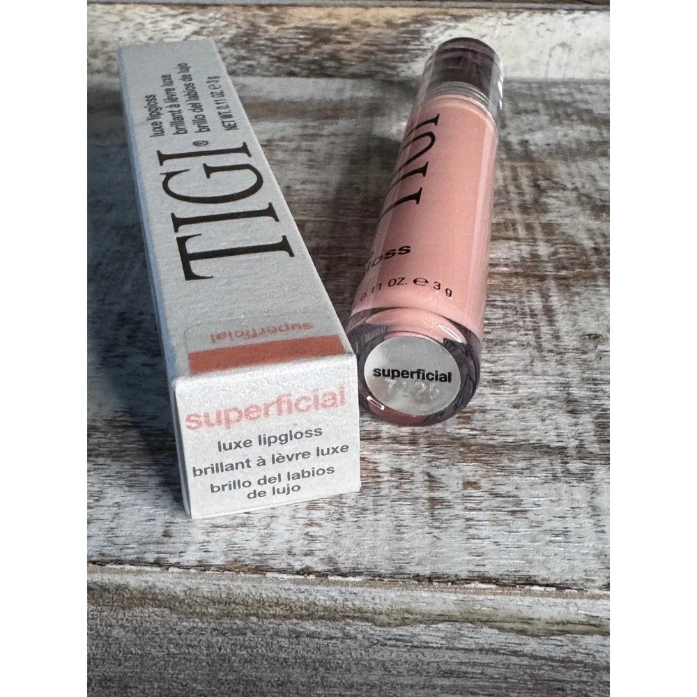 TIGI Luxe Lipgloss | Superficial | Full Size NIB | Shimmer Pink | MSRP $15